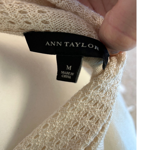 Ann Taylor Women's Size M Cream Open Front Lightweight Cardigan Sweater #0001 - Picture 6 of 6
